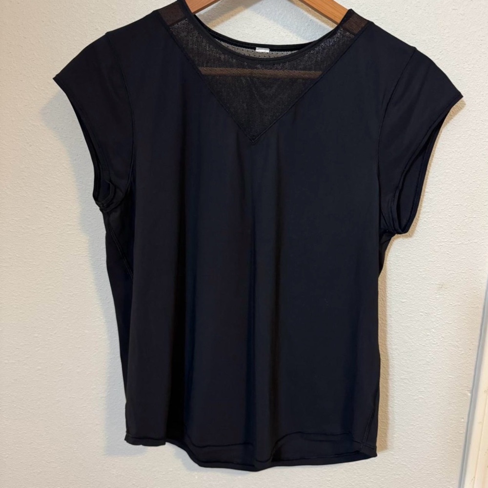 Lululemon Athletica Black Mesh Detail Top